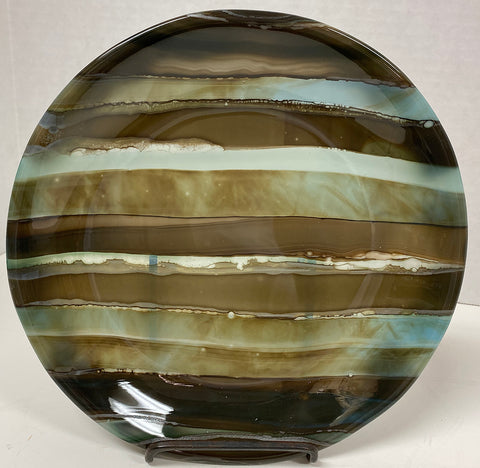 Bowl - 9 - Brown Stripe Stacked Glass