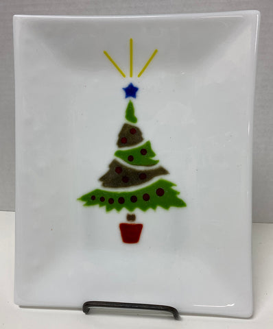 Tray - 9.11 - White with Christmas Tree