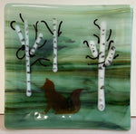 A Rose Plate 6.6 - Birch Trees with Moose and Fox
