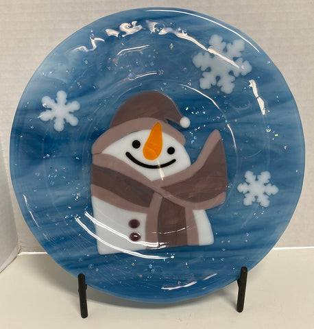 Plate - Blue Snowman Star
