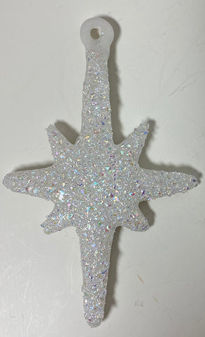 Vintage - White Tall Sparkle  Star